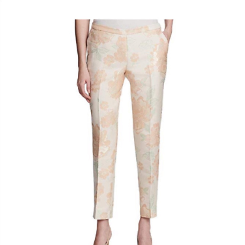 Floral metallic pants